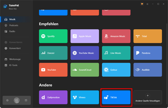 TikTok MP3 Converter - TunePat Music One