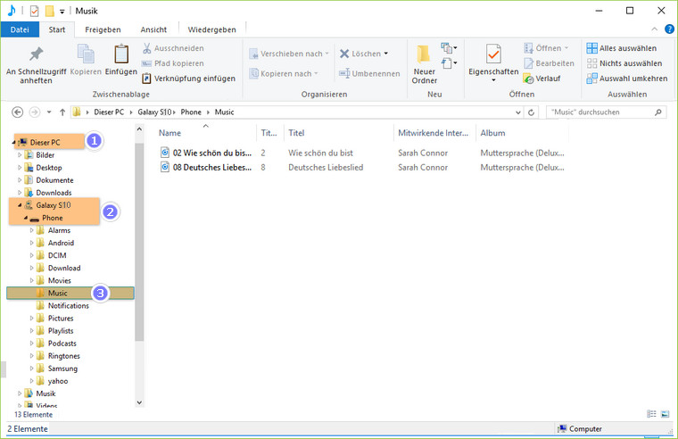 Musik in Samsung Galaxy S10 kopieren