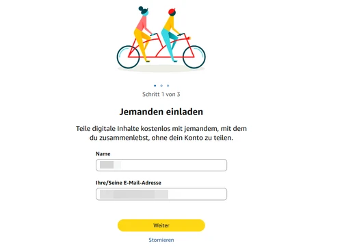 Namen und verknüpfte E-Mail-Adresse eingeben
