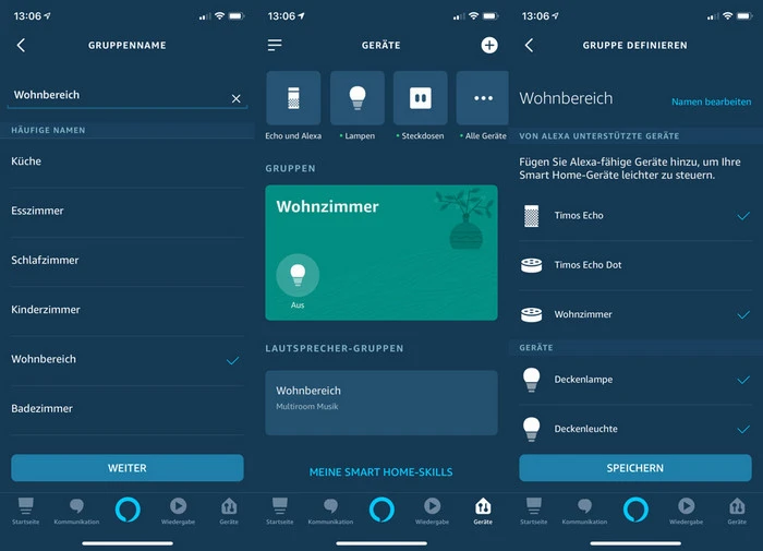 Gruppe einen Namen geben und speichern