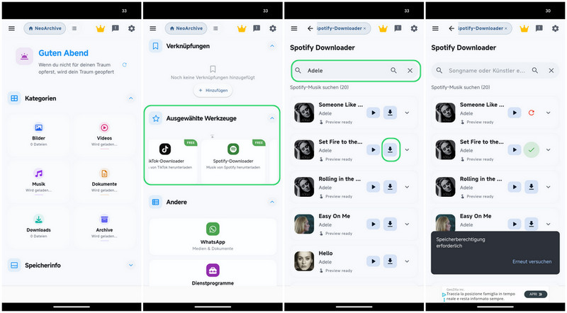 Spotify mit NeoArchive auf Android herunterladen