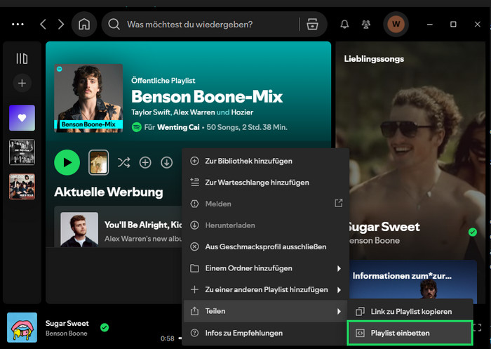 Spotify Playlist einbetten