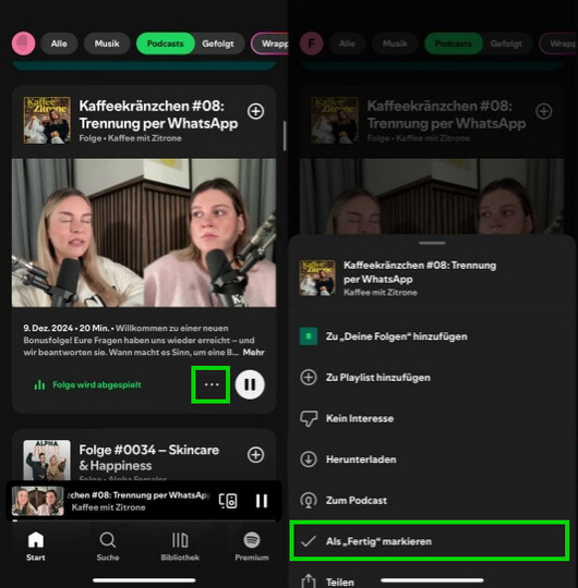 Podcast Hörverlauf von Spotify löschen