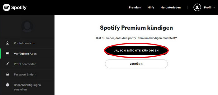 Kündigung von Premium Abo bestätigen