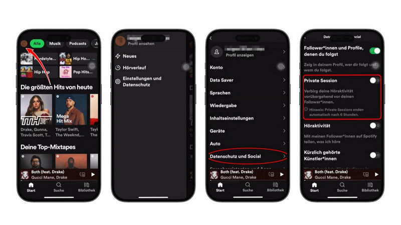 Private Session auf Mobilgeräten aktivieren
