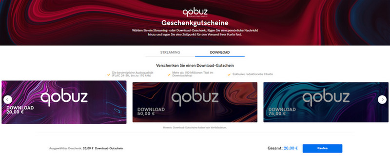 Download-Gutschein von Qobuz
