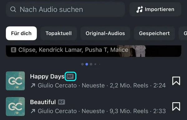 „RF/Royalty-Free“ Kennzeichnungen bei Instagram