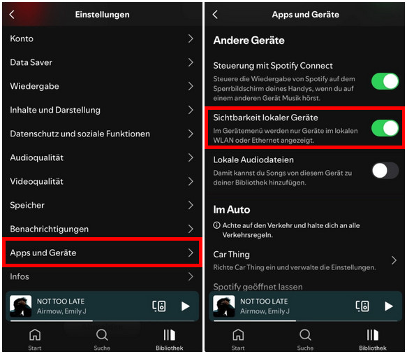 'Sichtbarkeit lokaler Geräte' auf Android deaktivieren