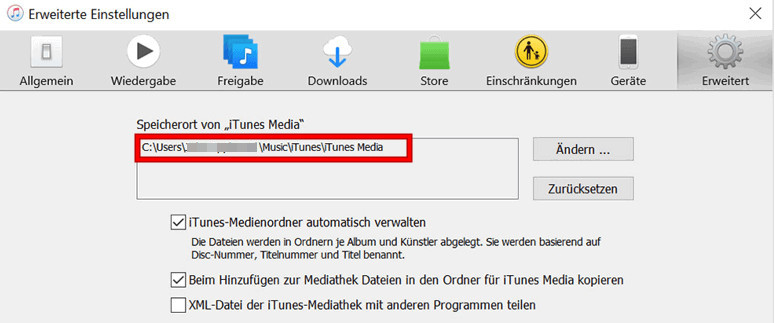 Speicherort des Titels von Apple Music auf PC?