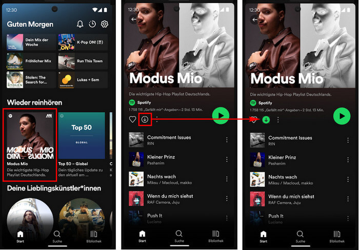 Spotify-Musik mit Spotify-App auf Android downloaden