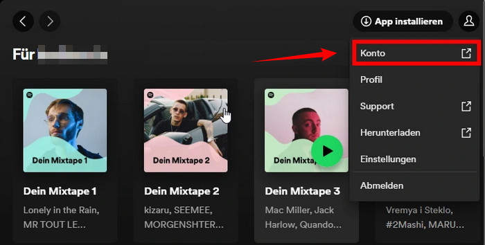 Spotify-Konto auswählen