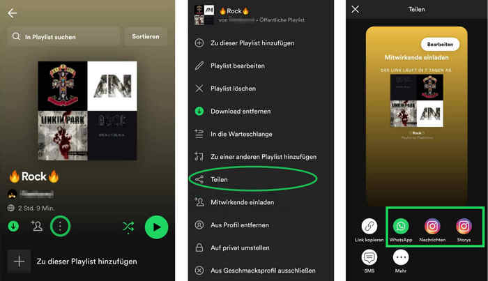 Spotify Playlist auf soziale Medien teilen