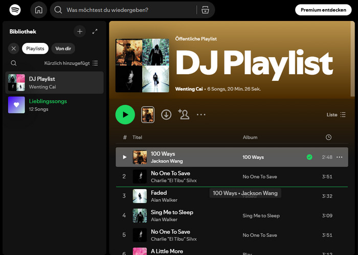 Spotify Playlist durch Drag und Drop manuell sortieren