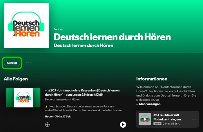 Spotify Podcast de-abonnieren