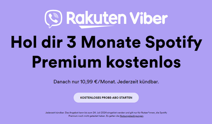 Spotify Premium bei Viber 3 Monate kostenlos