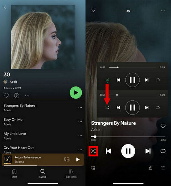 Spotify-Shuffle auf dem Smartphone ausschalten