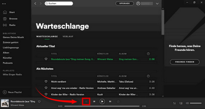 Spotify-Shuffle in der App ausschalten