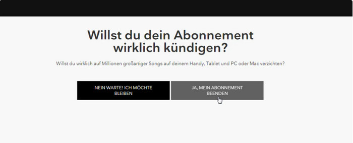 TIDAL-Abo Kündiung bestätigen