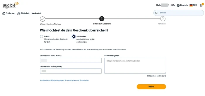Titel mit Ausdrucken verschenken
