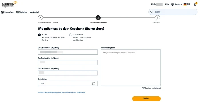 Titel mit E-Mail verschenken