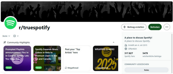 r/truespotify auf Reddit