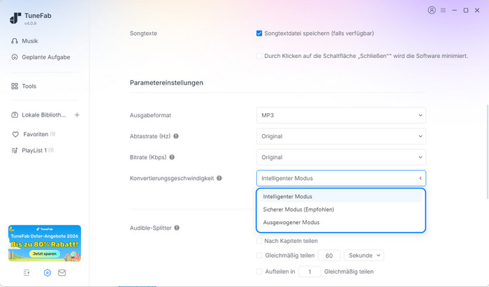 Konveriterungsgeschwindigkeit von TuneFab