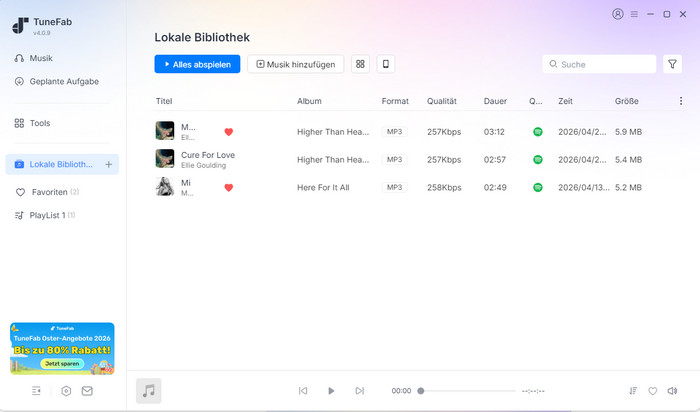 Lokale Bibliothek von TuneFab