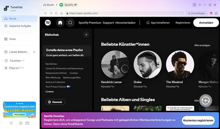Spotify-Webplayer von TuneFab