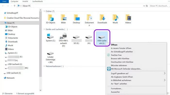 USB-Stick anschließen