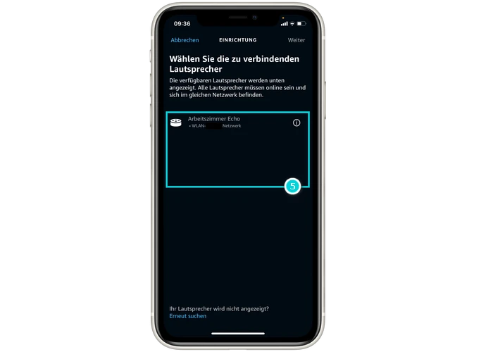 Verbindender Lautsprecher wählen