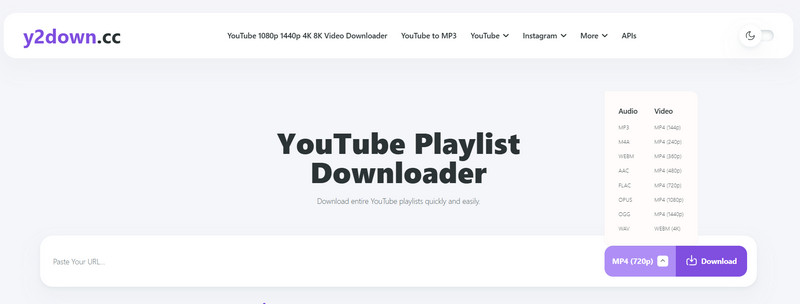 y2down.cc YouTube Playlist Downloader