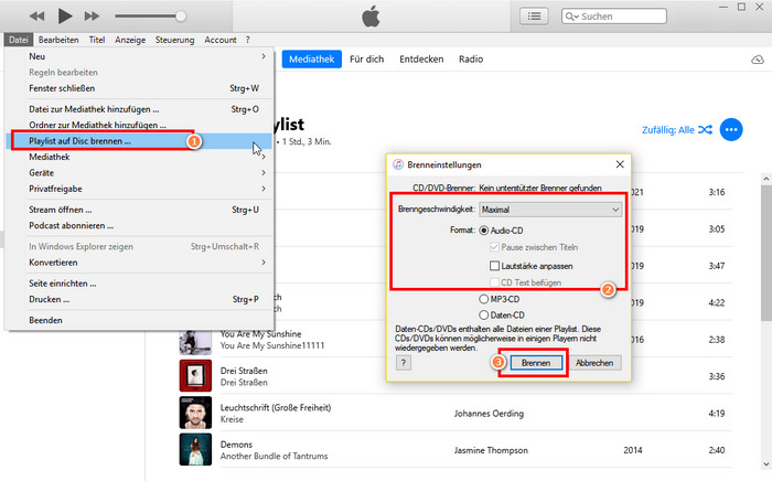 mit iTunes Musik brennen