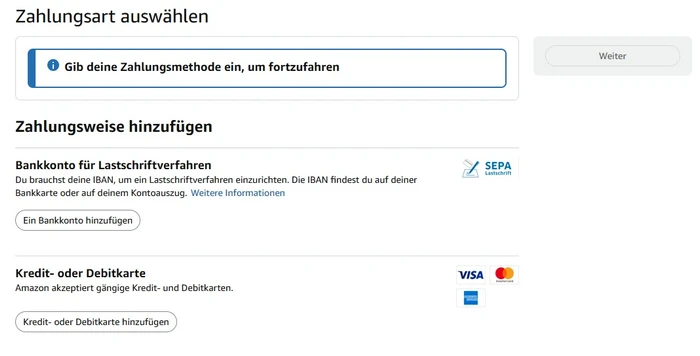 Zahlungsweise wählen und Kauf abschließen