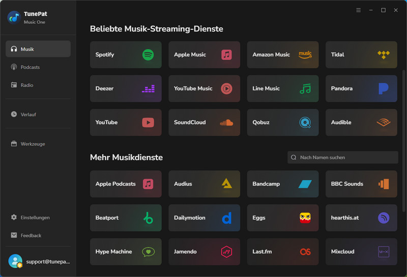 Die Benutzeroberfläche von TunePat Music One