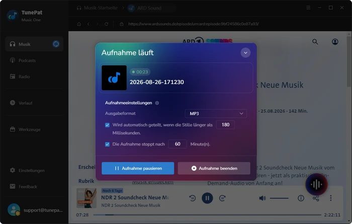 Aufnahme beenden