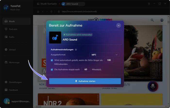 Aufnahme starten