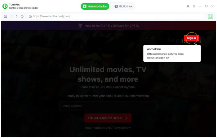 Bei Netflix anmelden
