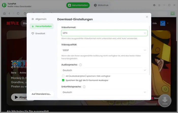 Einstellung anpassen