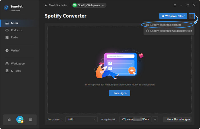 Spotify Bibliothek sichern