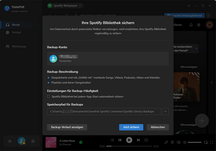 Spotify Bibliothek speichern