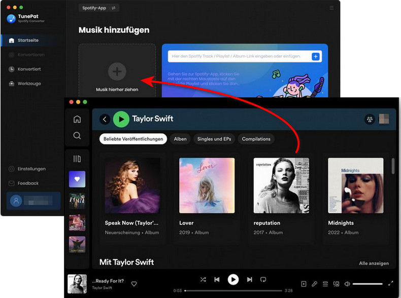 Album auf Spotify-App ziehen