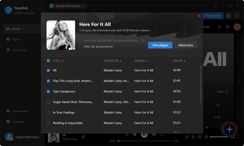 Spotify-Musik hinzufügen