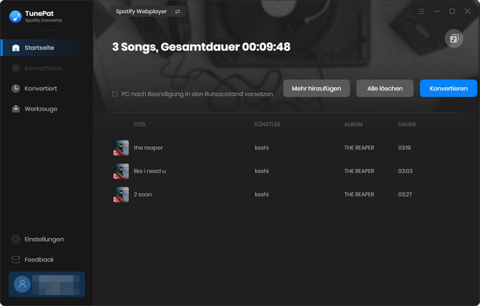 Spotify konvertierungsliste