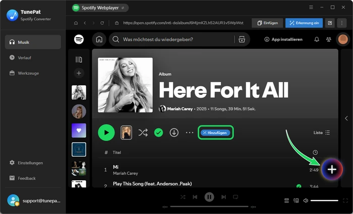 Musik von spotify hinzufügen - Schritt 1