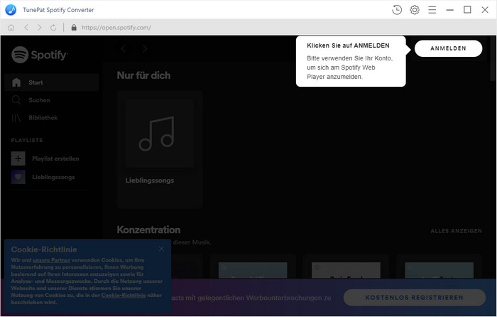 sich bei Spotify anmelden