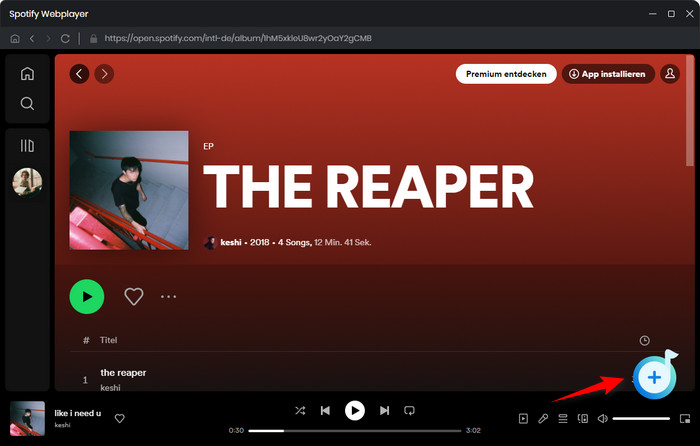 Die Lieder von Spotify werden hinzugefuegt.