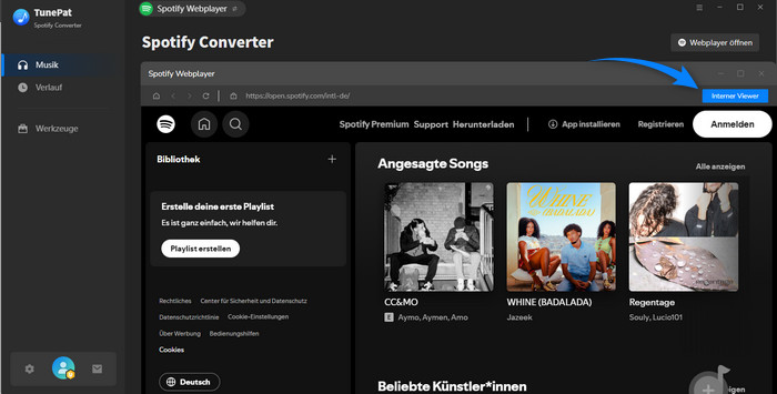 Spotify Webplayer wählen