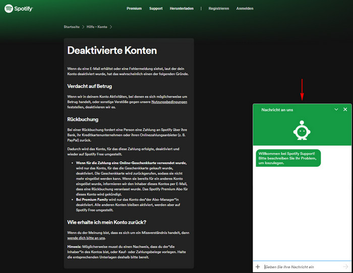 Kontaktfenster finden