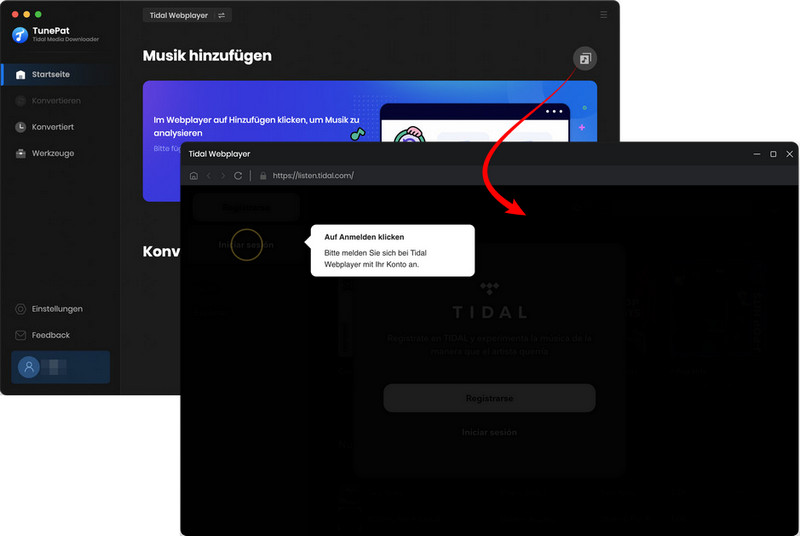 Tidal Webplayer öffnen