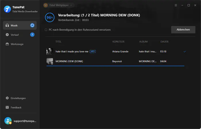 Musik von Tidal konvertieren